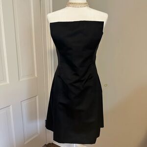 Richard Tyler Vintage Artsy Architectural Black Satin Strapless Dress